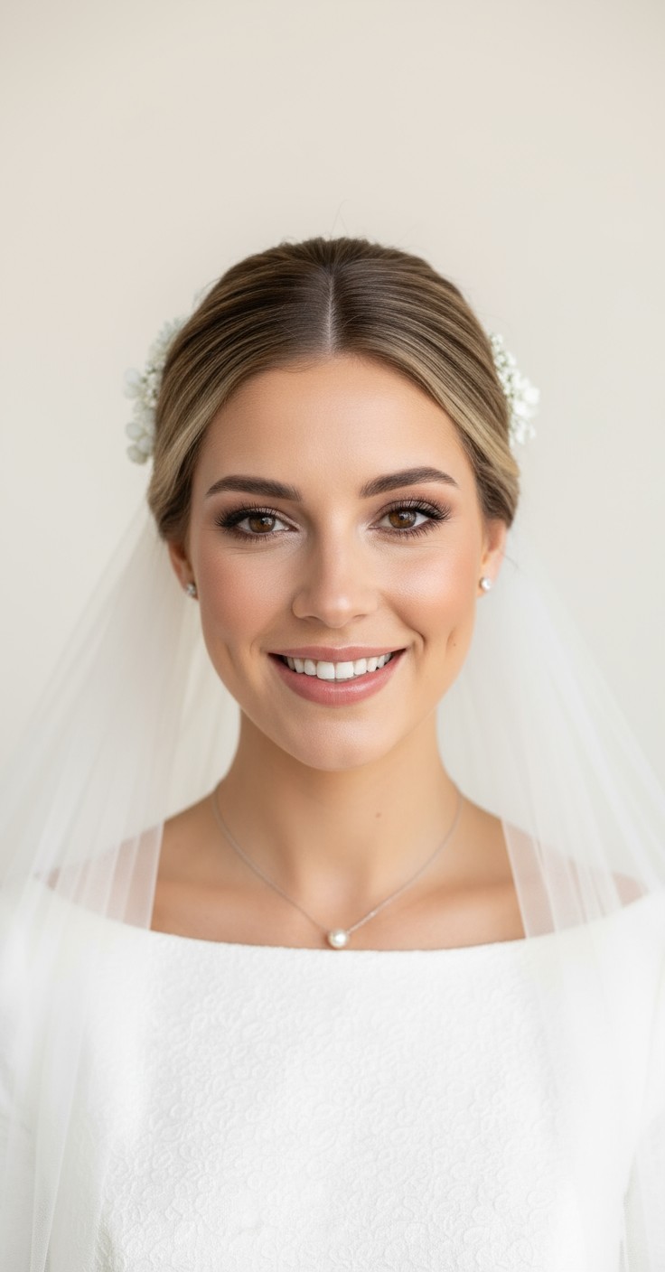 After Bridal Updo With Veil